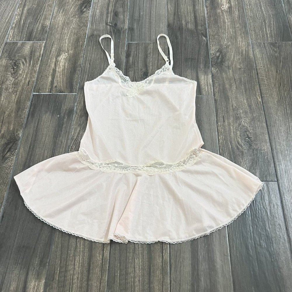 rosalie vintage slip light pink floral size medium semi sheer